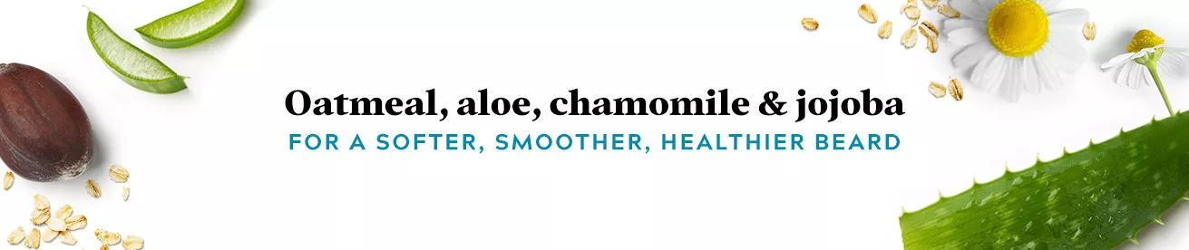 Oatmeal, aloe, chamomile & jojoba for a softer, smoother, healthier beard