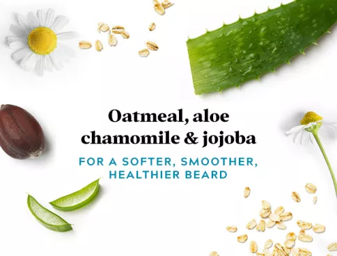 Oatmeal, aloe, chamomile & jojoba for a softer, smoother, healthier beard